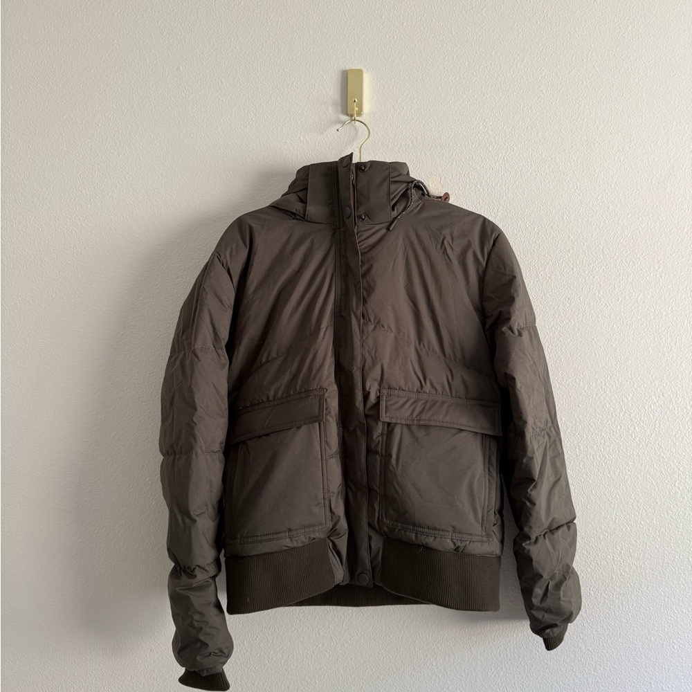 Prana kromata bomber jacket in black olive Women’s Sz M down hooded coat NWT - Picture 3 of 8